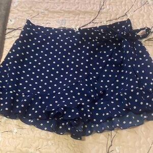 Navy Blue Polka Dot Ruffle Wrap Skort